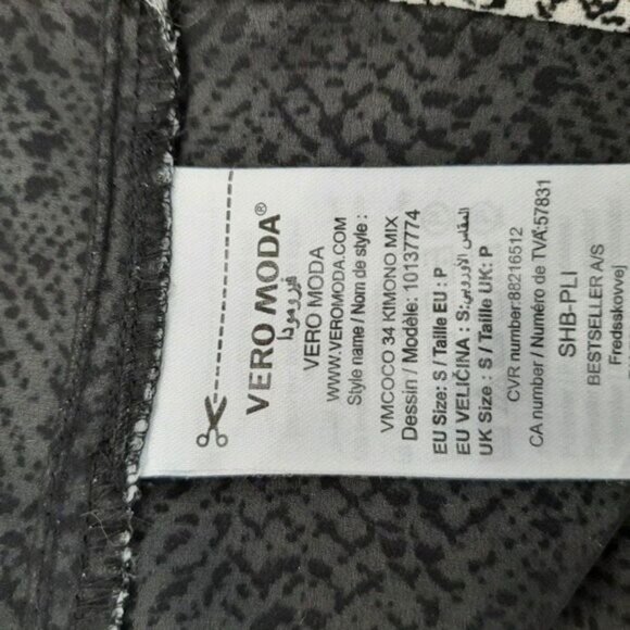 VERO MODA Coco Light Cardigan Kimono Open Front B&W Sz M - Picture 10 of 11